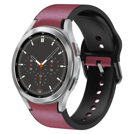 20mm Silicone Adhesive Leather Watch Band, For Samsung Galaxy Watch 4 44mm, For Samsung Galaxy Watch 4 Classic 46mm