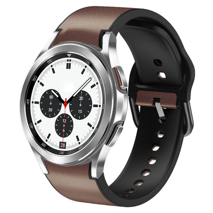 20mm Silicone Adhesive Leather Watch Band, For Samsung Galaxy Watch 4 Classic 42mm, For Samsung Galaxy Watch Active 2