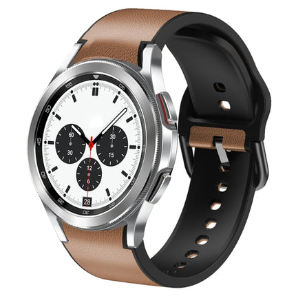 20mm Silicone Adhesive Leather Watch Band, For Samsung Galaxy Watch 4 Classic 42mm, For Samsung Galaxy Watch Active 2