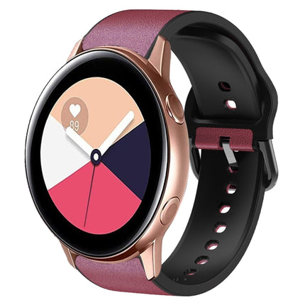 20mm Silicone Adhesive Leather Watch Band, For Samsung Galaxy Watch 4 Classic 42mm, For Samsung Galaxy Watch Active 2