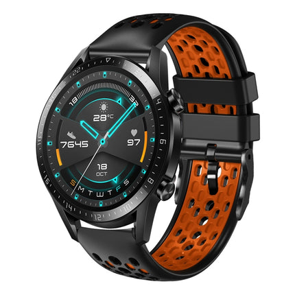 22mm Two-Color Breathable Silicone Watch Band, For Huawei Watch GT 2E, For Huawei Watch GT2 46mm