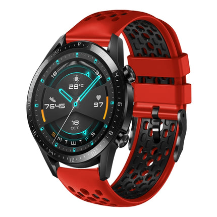 22mm Two-Color Breathable Silicone Watch Band, For Huawei Watch GT 2E, For Huawei Watch GT2 46mm