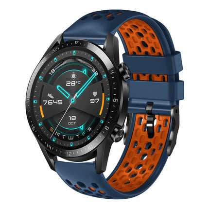 22mm Two-Color Breathable Silicone Watch Band, For Huawei Watch GT 2E, For Huawei Watch GT2 46mm