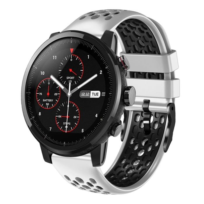 22mm Two-Color Breathable Silicone Watch Band, For Amazfit 2 Stratos