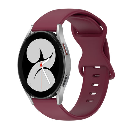 20mm Butterfly Buckle Solid Color Silicone Watch Band, For Samsung Galaxy Watch 5 Pro 45mm, For Samsung Galaxy Watch 4 40mm