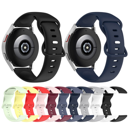 20mm Butterfly Buckle Solid Color Silicone Watch Band, For Samsung Galaxy Watch 4 Classic 42mm, For Samsung Galaxy Watch Active 2