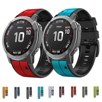 26mm Silicone Sports Two-Color Watch Band, For Garmin Fenix 6X, For Garmin Fenix 6X Pro