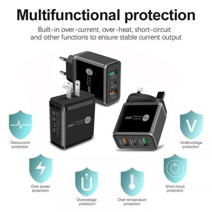 45W PD25W + 2 x QC3.0 USB Multi Port Charger with USB to Type-C Cable, EU Plug, EU Plug + USB to Type-C Cable