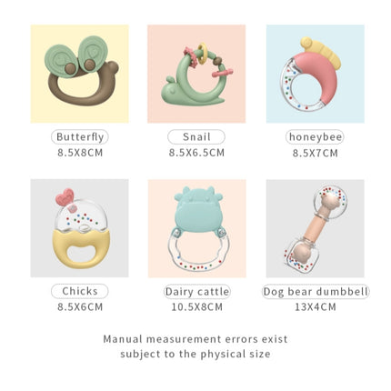 MoFun 2029A 2 in 1 Baby Rattle & Teether 6-piece Set with Whale Storage Box, 2029A