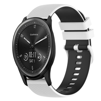 20mm Checkered Two-Color Silicone Watch Band, For Garmin Vivomove Sport, For Garmin Venu 2 Plus