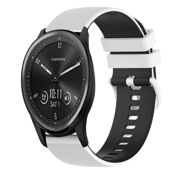 20mm Checkered Two-Color Silicone Watch Band, For Garmin Vivomove Sport, For Garmin Venu 2 Plus