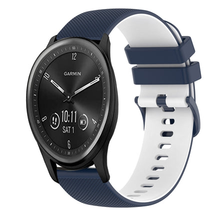 20mm Checkered Two-Color Silicone Watch Band, For Garmin Vivomove Sport, For Garmin Venu 2 Plus