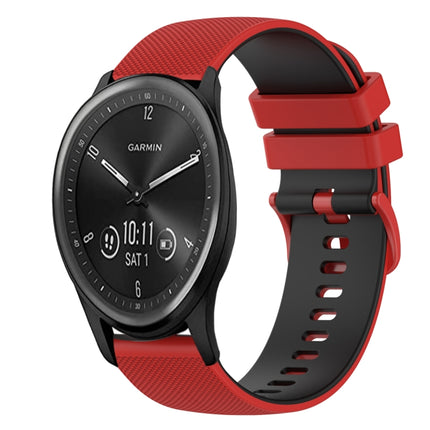 20mm Checkered Two-Color Silicone Watch Band, For Garmin Vivomove Sport, For Garmin Venu 2 Plus