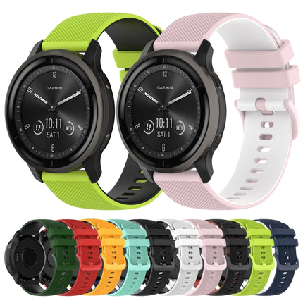 20mm Checkered Two-Color Silicone Watch Band, For Garmin Vivomove Sport, For Garmin Venu 2 Plus
