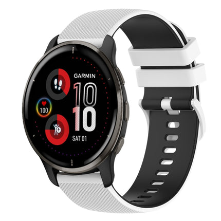 20mm Checkered Two-Color Silicone Watch Band, For Garmin Vivomove Sport, For Garmin Venu 2 Plus