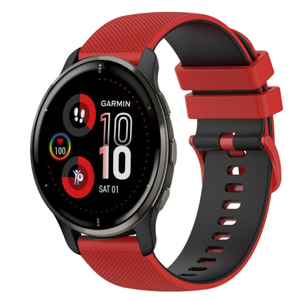 20mm Checkered Two-Color Silicone Watch Band, For Garmin Vivomove Sport, For Garmin Venu 2 Plus
