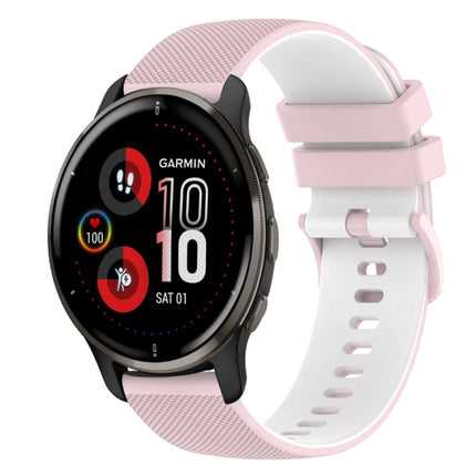 20mm Checkered Two-Color Silicone Watch Band, For Garmin Vivomove Sport, For Garmin Venu 2 Plus