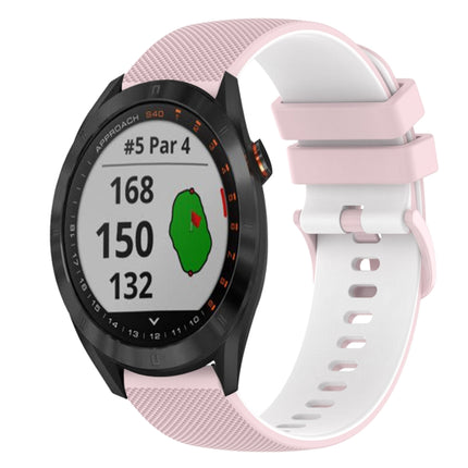 20mm Checkered Two-Color Silicone Watch Band, For Garmin Approach S40, For Garmin Forerunner 158