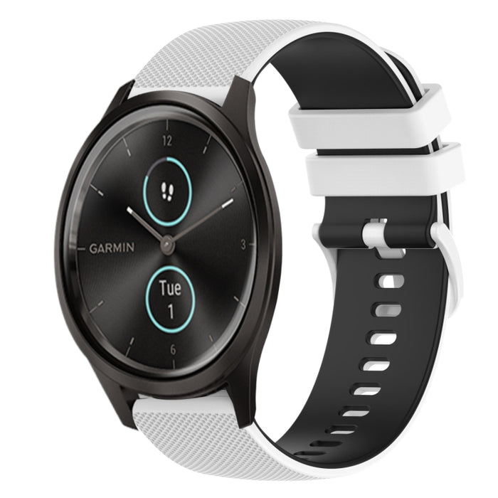 20mm Checkered Two-Color Silicone Watch Band, For Garmin GarminMove Style, For Garmin Vivomove