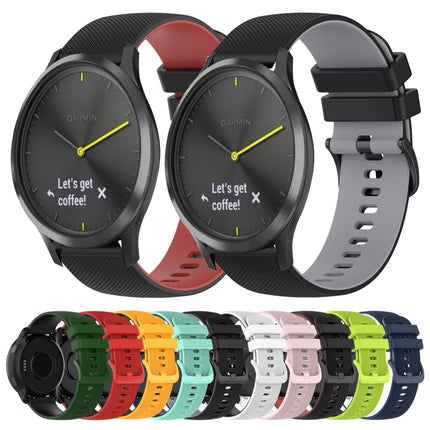 20mm Checkered Two-Color Silicone Watch Band, For Garmin Vivomove HR Sport, For Garmin Vivoactive 3