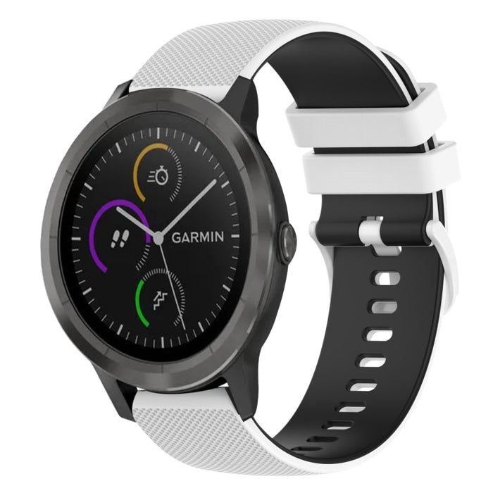 20mm Checkered Two-Color Silicone Watch Band, For Garmin Vivoactive3 Music, For Garmin Forerunner 245