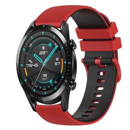 20mm Checkered Two-Color Silicone Watch Band, For Huawei Watch GT2 42mm, For Huawei Watch 2