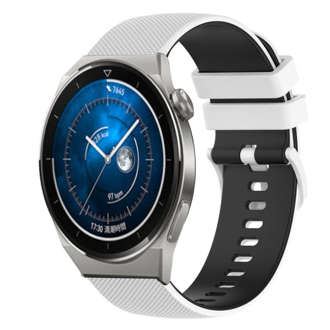22mm Checkered Two-Color Silicone Watch Band, For Huawei Watch GT3 Pro 46mm, For Huawei Watch GT3 46mm
