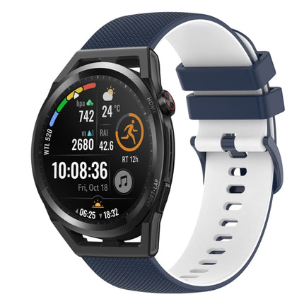 22mm Checkered Two-Color Silicone Watch Band, For Huawei Watch GT Runner, For Huawei Watch 3