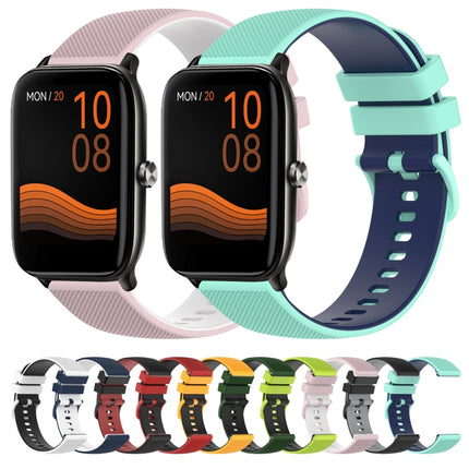 22mm Checkered Two-Color Silicone Watch Band, For Xiaomi Haylou GST LS09B, For Xiaomi Haylou RT LS05S
