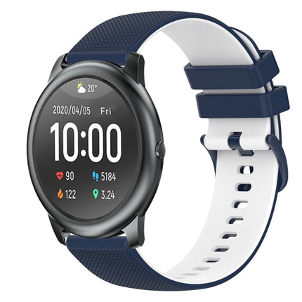22mm Checkered Two-Color Silicone Watch Band, For Xiaomi Haylou GST LS09B, For Xiaomi Haylou RT LS05S