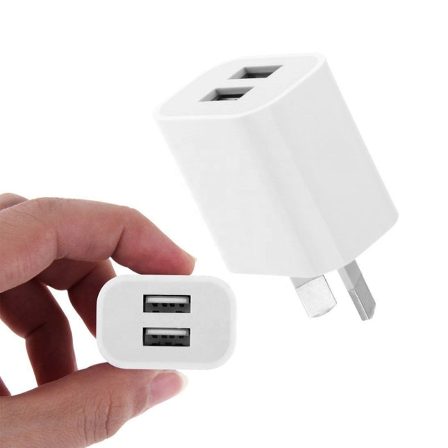 Mini Dual Port USB Charger with USB to Type-C Data Cable, AU Plug