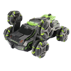MoFun JC03 2.4G remote control six-wheel stunt car 360 degree swing arm without dead angle drift spray remote control car, MoFun JC03 (Green)