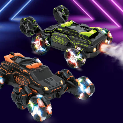 MoFun JC03 2.4G remote control six-wheel stunt car 360 degree swing arm without dead angle drift spray remote control car, MoFun JC03 (Green)