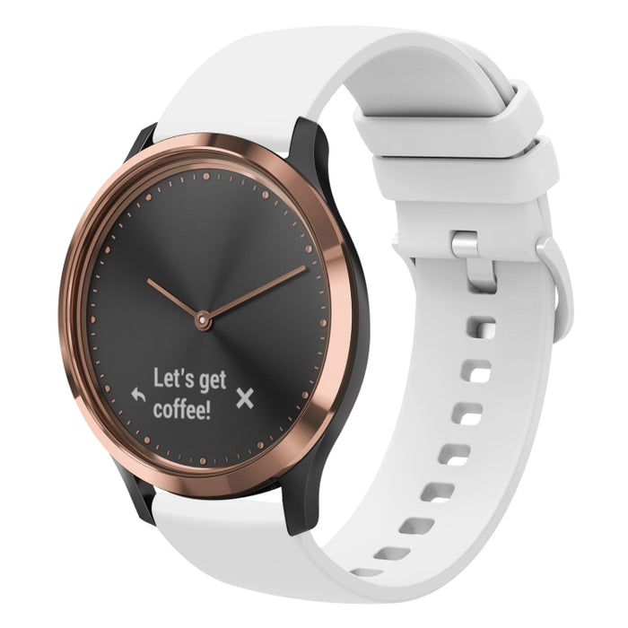 20mm Solid Color Soft Silicone Watch Band, For Garmin Vivomove HR Sport, For Garmin Vivoactive 3