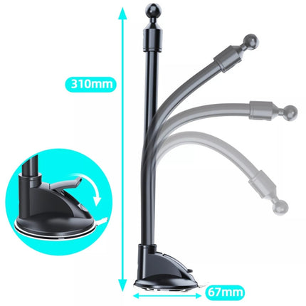 A190+X35 Car Phone Holder Windshield Sucker Mount Bendable Long Arm Stand