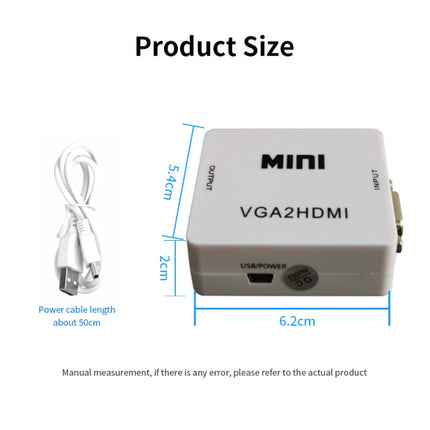 JSM Mini Size HD 1080P VGA to HDMI Scaler Box Audio Video Digital Converter Adapter, VGA to HDMI