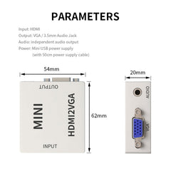 JSM Mini Size HD 1080P HDMI to VGA Audio Video Digital Converter Adapter, HDMI to VGA