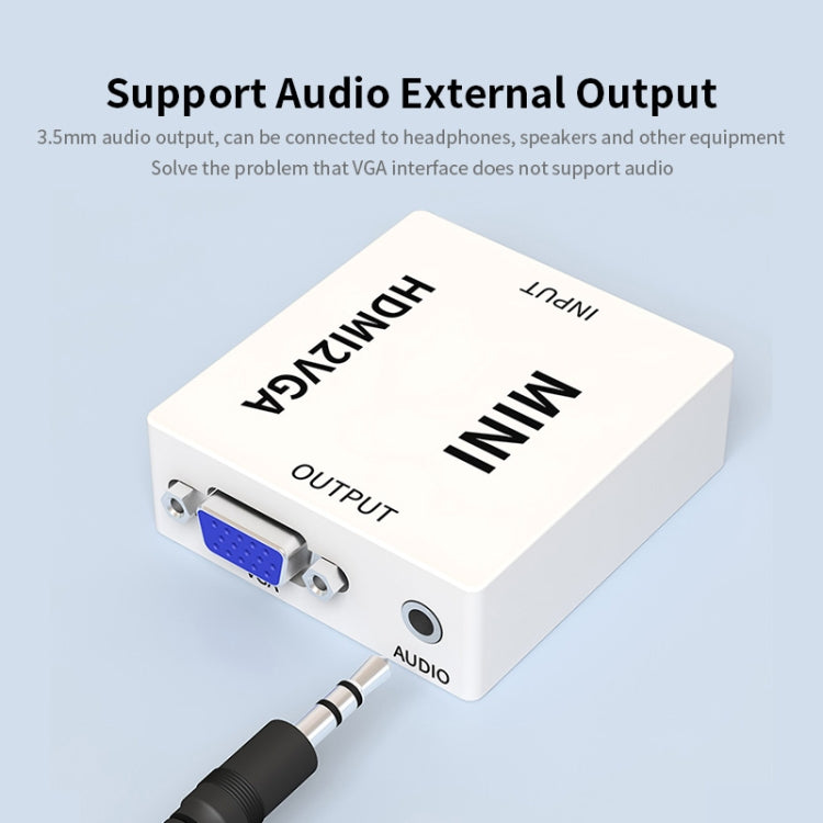 JSM Mini Size HD 1080P HDMI to VGA Audio Video Digital Converter Adapter, HDMI to VGA