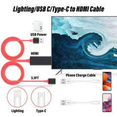 1080P HDMI Cables Adapter USB to HDTV Cable, Dongle USB Male + USB Female to HDMI Male 1080P HDTV Mirroring Cable for Phone/Pad and More Steaming Sharing