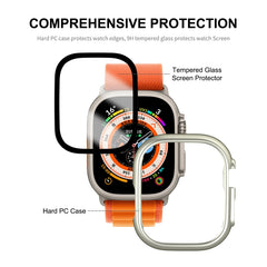 For Apple Watch Ultra / Ultra 2 49mm ENKAY 2 in 1 PC Case + Full Coverage 9H Tempered Glass Film