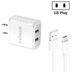 US Plug + USB to Type-C Cable / White