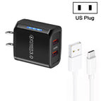 US Plug + USB to Type-C Cable / Black