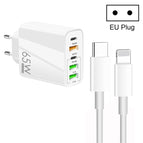 EU Plug + Type-C to 8 Pin Cable / White
