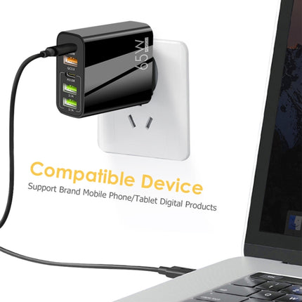 65W Dual PD Type-C + 3 x USB Multi Port Charger with 3A USB to Type-C Data Cable, EU Plug, EU Plug + USB to Type-C Cable