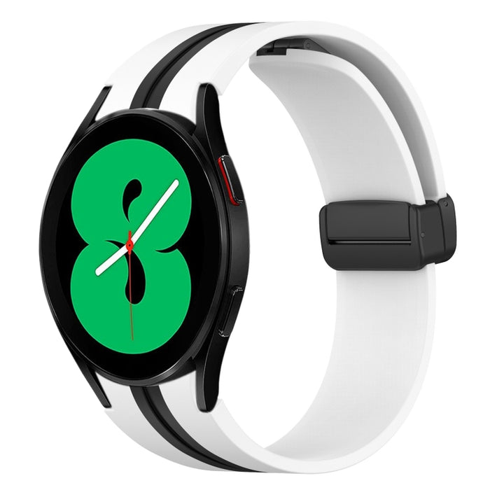 Folding Magnetic Clasp Silicone Watch Band, For Samsung Galaxy Watch 4 44mm, For Samsung Galaxy Watch 4 40mm