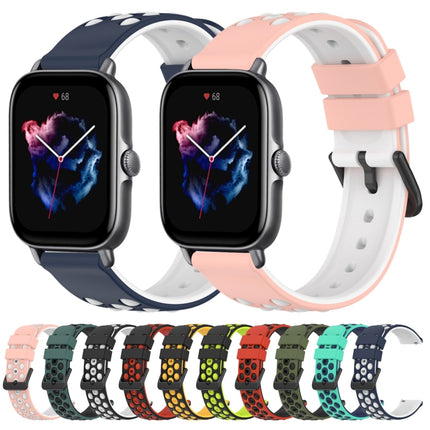 20mm Two-Color Porous Silicone Watch Band, For Amazfit GTS 3, For Amazfit GTS 2E