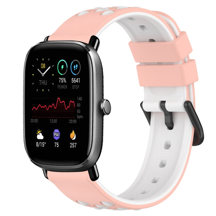 20mm Two-Color Porous Silicone Watch Band, For Amazfit GTS 2 Mini, For Amazfit GTS 2