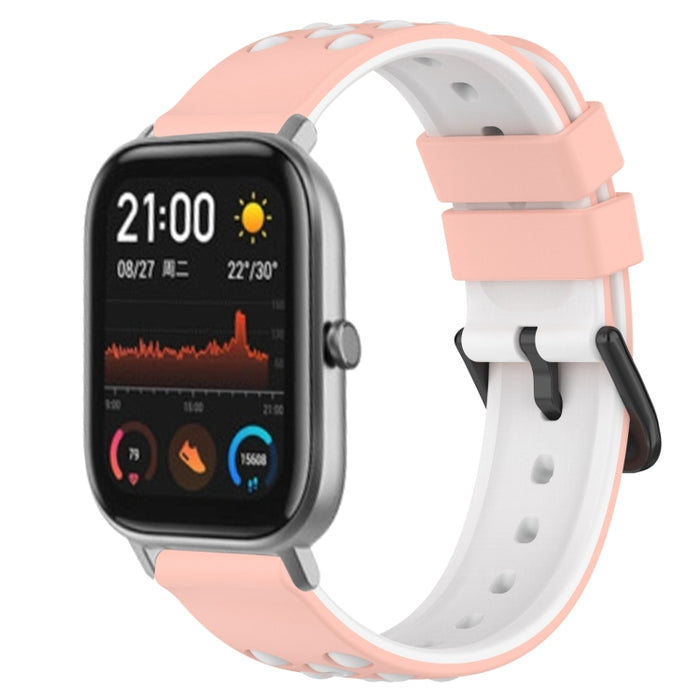20mm Two-Color Porous Silicone Watch Band, For Amazfit GTS, For Amazfit GTR 42mm