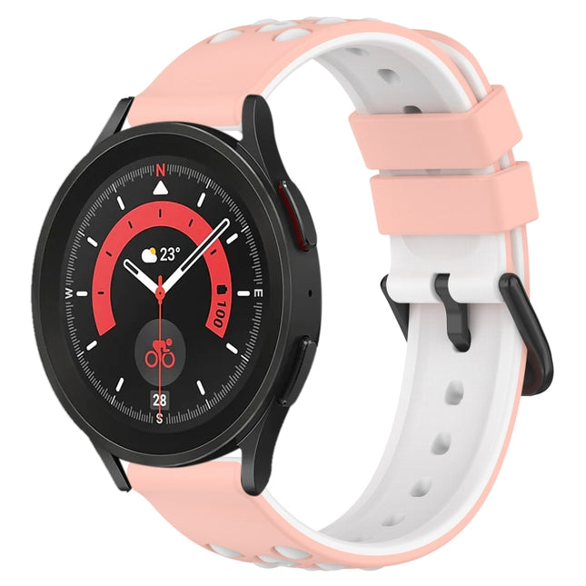 20mm Two-Color Porous Silicone Watch Band, For Samsung Galaxy Watch5 Pro 45mm, For Samsung Galaxy Watch4 44mm