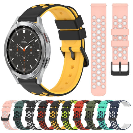 20mm Two-Color Porous Silicone Watch Band, For Samsung  Galaxy Watch4 Classic 46mm, For Samsung Galaxy Watch Active2 40mm